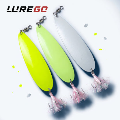 23cm / 9inch Jigging Spoon – Long Range Casting Metal Lure with Feather Treble Hook for Mackerel, Bluefish & Striped Bass