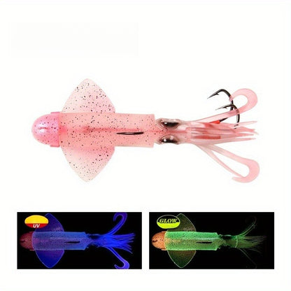 Big Eye Squid Fishing Lure - Glow- UV Lure with Anti-Loose Design, Durable Metal Hooks