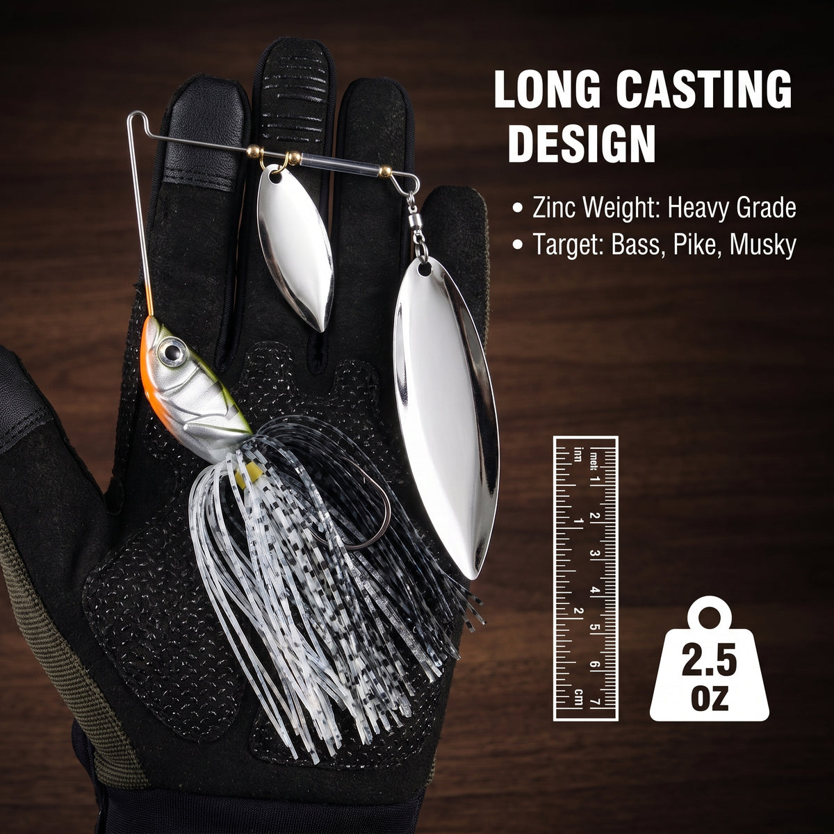 LUREGO Heavy-Duty Weedless Dual Willow Spinnerbait – 1.75 oz & 3 oz Long-Cast