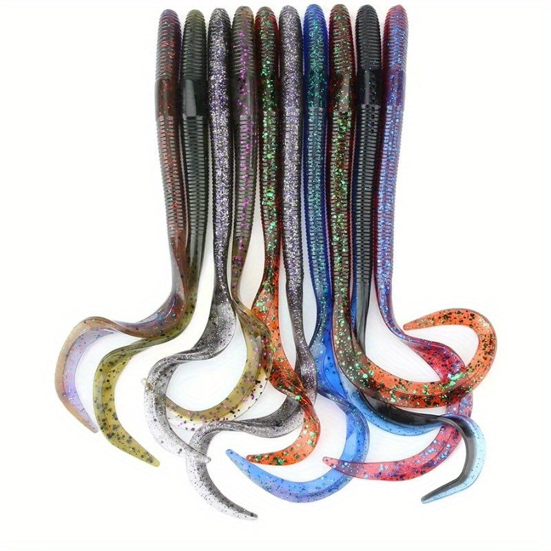 8PCS /9PCS  Dual-Color Lure 5.31inch/6.5inch Curled Tail Soft Bait Full-Swimming Lure for Bass and Perch
