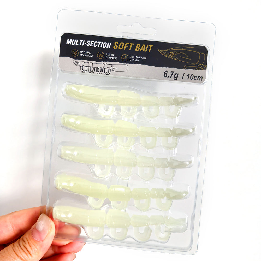 5/6PCS Soft Worm Shrimp Fishing Lure 70mm/100mm Artificial Baits Bass Silicone Fishing Lure