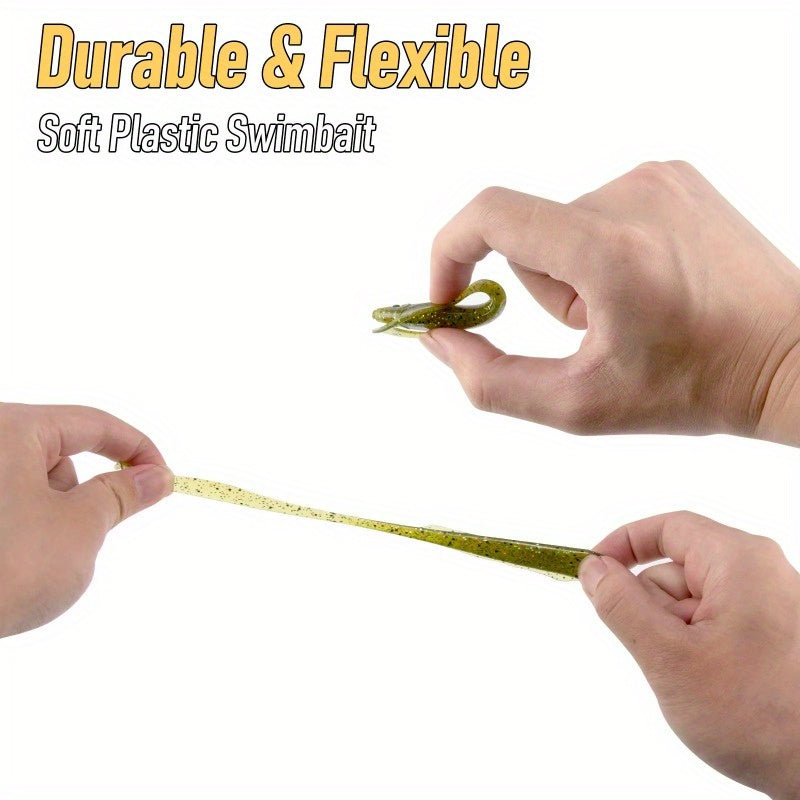 5pcs 3D Stereoscopic Simulation Tail Double-Color Soft Bait 3.7inch/4.1G Fish-Eye Design Lure Bait for Sea Fishing And Freshwater Use
