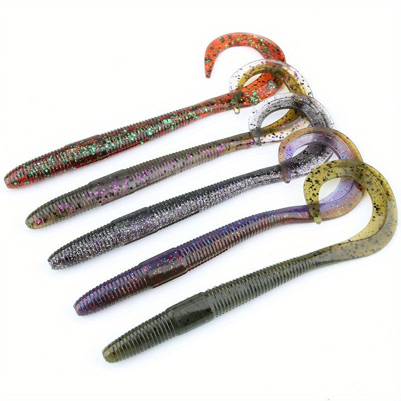 8PCS /9PCS  Dual-Color Lure 5.31inch/6.5inch Curled Tail Soft Bait Full-Swimming Lure for Bass and Perch