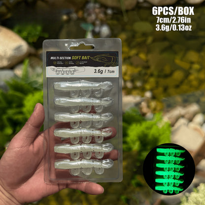 5/6PCS Soft Worm Shrimp Fishing Lure 70mm/100mm Artificial Baits Bass Silicone Fishing Lure