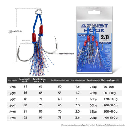 LUREGO Swivel Assist Hooks 2/0-7/0, 16-Strand PE Braid for Metal Jigging