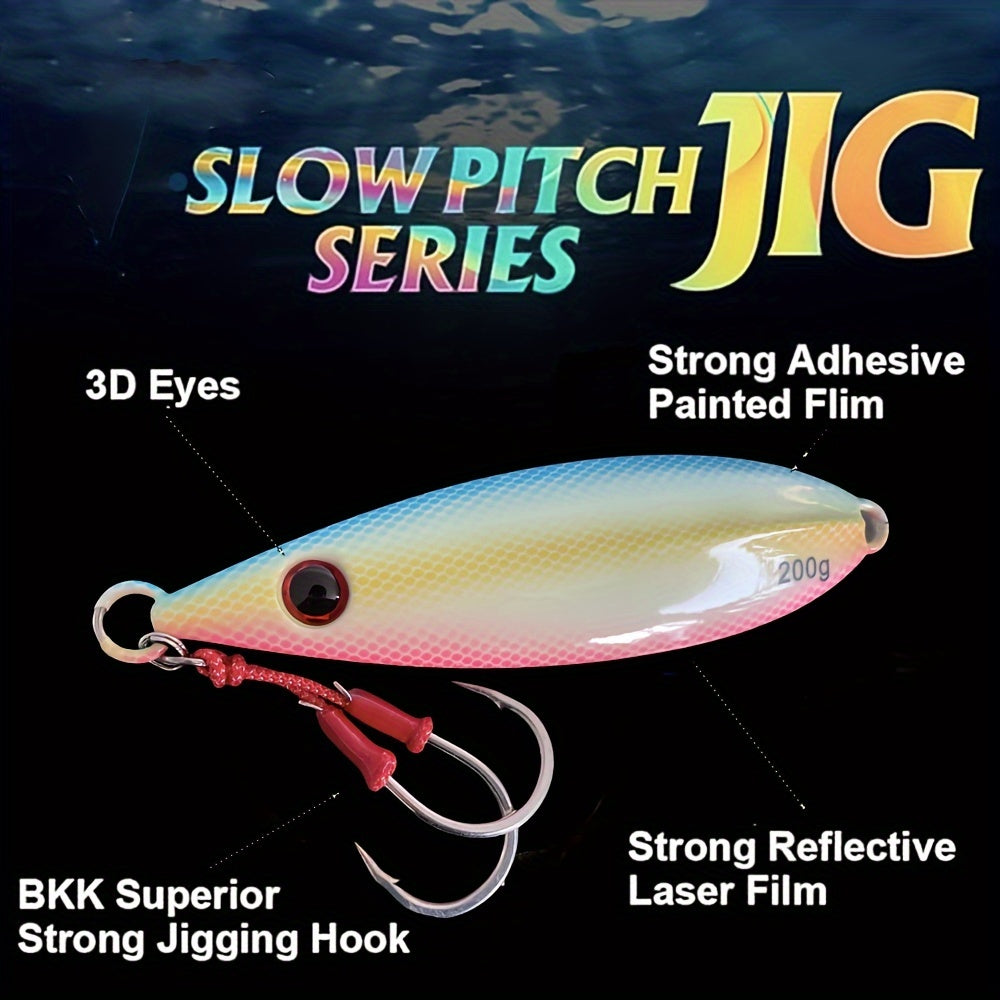 LUREGO 5.29oz/7.05oz Slow Pitch Jigs, Saltwater Jigging Lures With BKK 5/0# Assist Hooks, Vertical Ocean Lure, Fishing Jig Lead, Saltwater Jigging Lures For Tuna, Dogtooth Tuna, Yellowtail, Kingfish, Bluefin