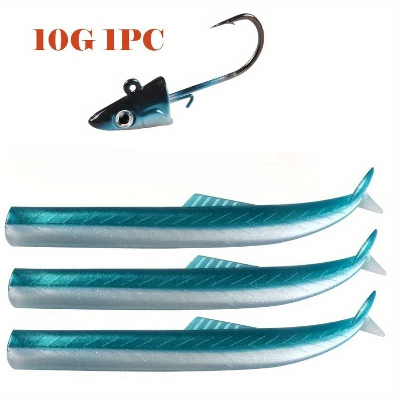Blue 20g Jig Head + 3-Tail Swimbait Set | 115mm/ 6g Ultra-Realistic Lure | Casting Bottom Rig
