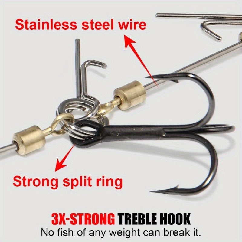 Saltwater Fishing Hook Rigs - Treble Hook Set for Heavy Soft Baits | Deep Sea Jig Hooks | High-Strength Lure Fishing System
