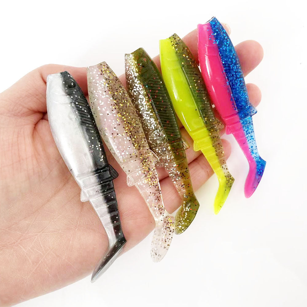 9.5cm 8.5g /12cm 16.5g Sinking Simulation Soft Swim Bait, Two‑Color T‑Tail PVC Lure for Bass Fishing