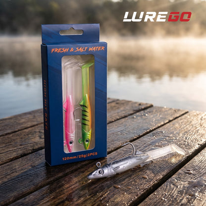 65-120MM Pre-Rigged Jig Head Soft Swimbait – T-Tail Baitfish Lure for Bass, Zander & Sea Bass Freshwater & Saltwater