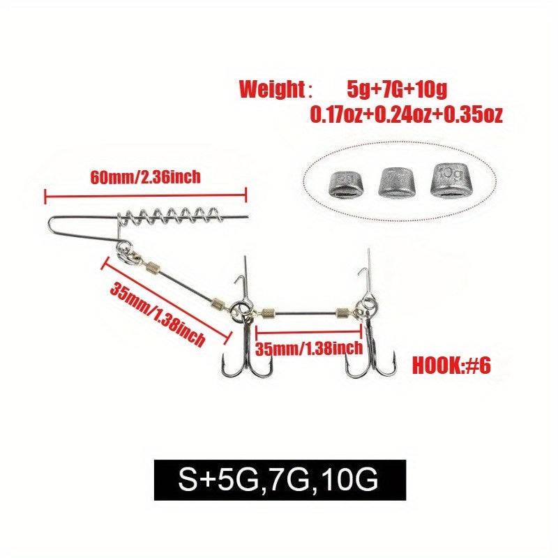 Saltwater Fishing Hook Rigs - Treble Hook Set for Heavy Soft Baits | Deep Sea Jig Hooks | High-Strength Lure Fishing System