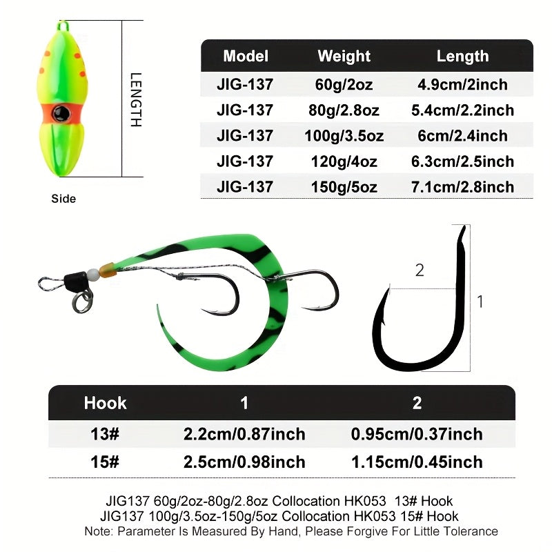 1pc (or Bulk Ordering Available) Heavy-Duty Metal Fishing Lure - with Treble Hooks