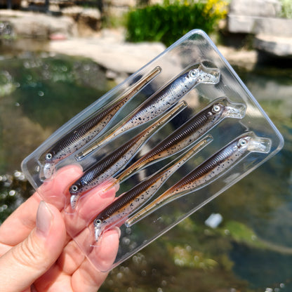 80mm 2.5g Soft Crankbait Lure, 6PCS Dual Color Slow Sinking Swimbait