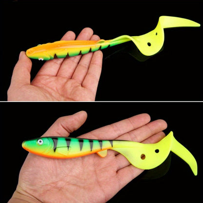 Giant 7.48inch/6.5inch T-Tail Curled Tail Grub Soft Fishing Lure - Saltwater Freshwater Bass Grouper Bait