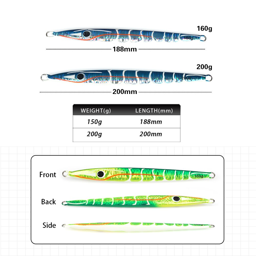 160g 200g UV Luminous Japan Jigging Lure